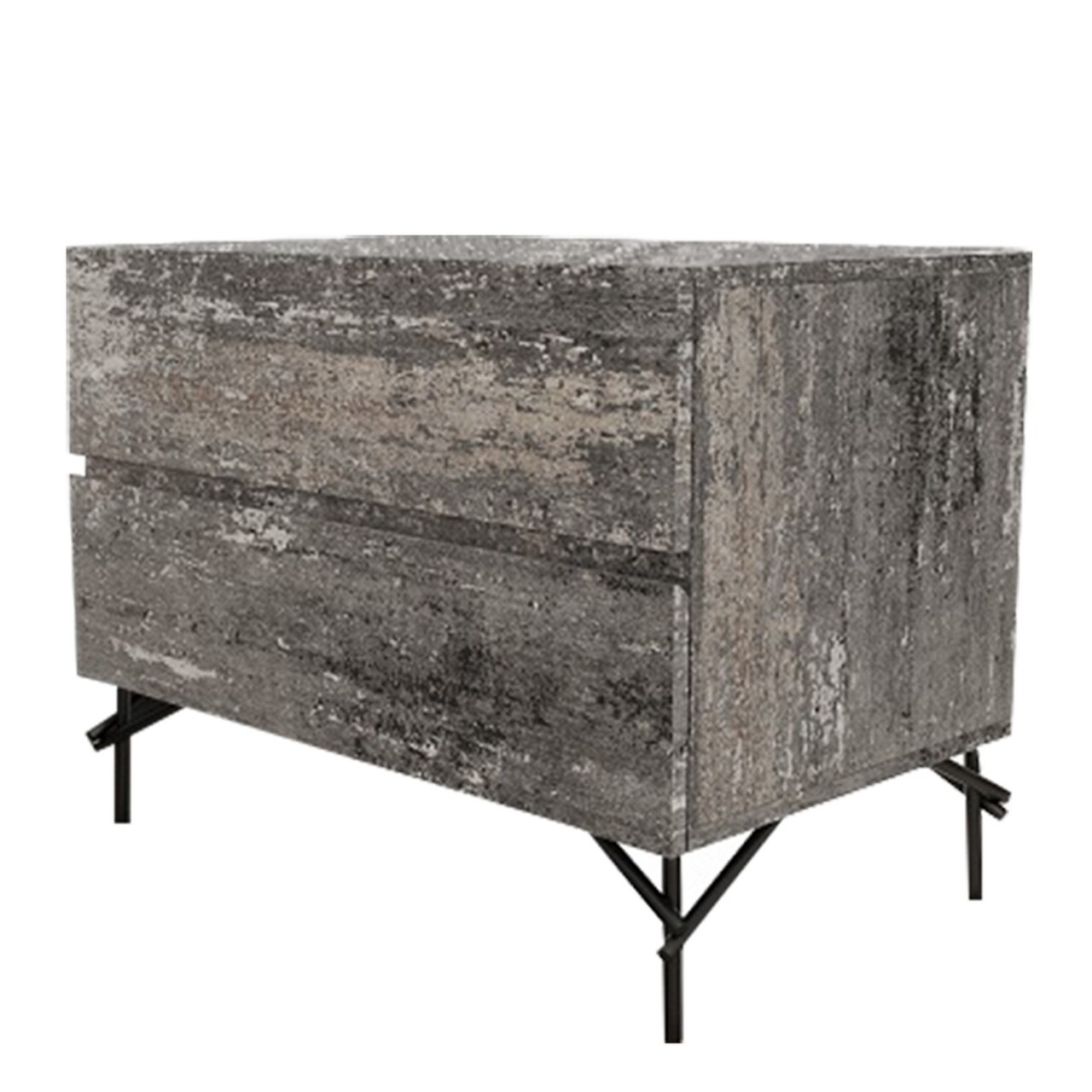 Saltoro Sherpi Cid Ayza 27 Inch Nightstand, 2 Drawers, Matte Gray Laminate Textured Finish-